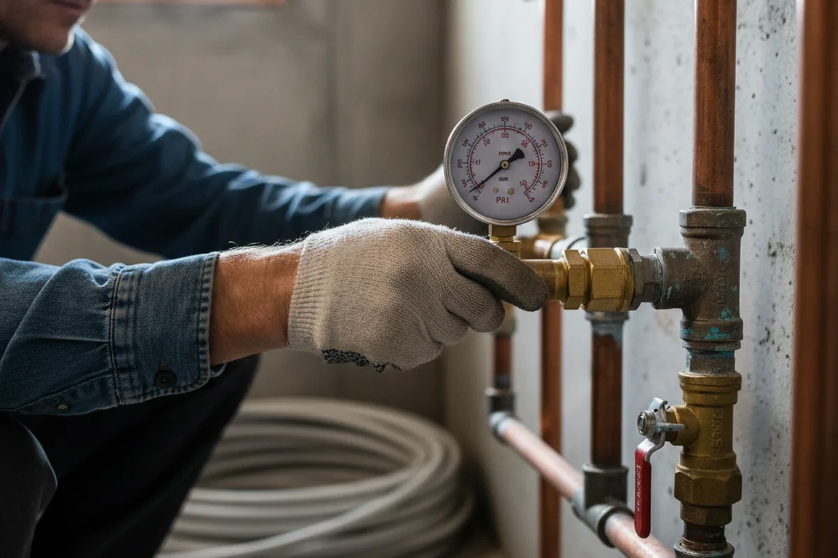 Pressure testing a repaired line during Water Line Repair in Clarendon Hills